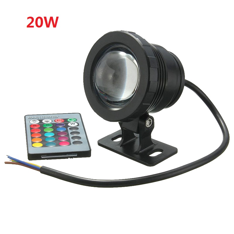 1 unids/lote RGB 10 W/20 W DC12V bajo el agua led fuente luces led piscina lámpara estanque luz IP67 bajo el agua luz led: BLACK 20W