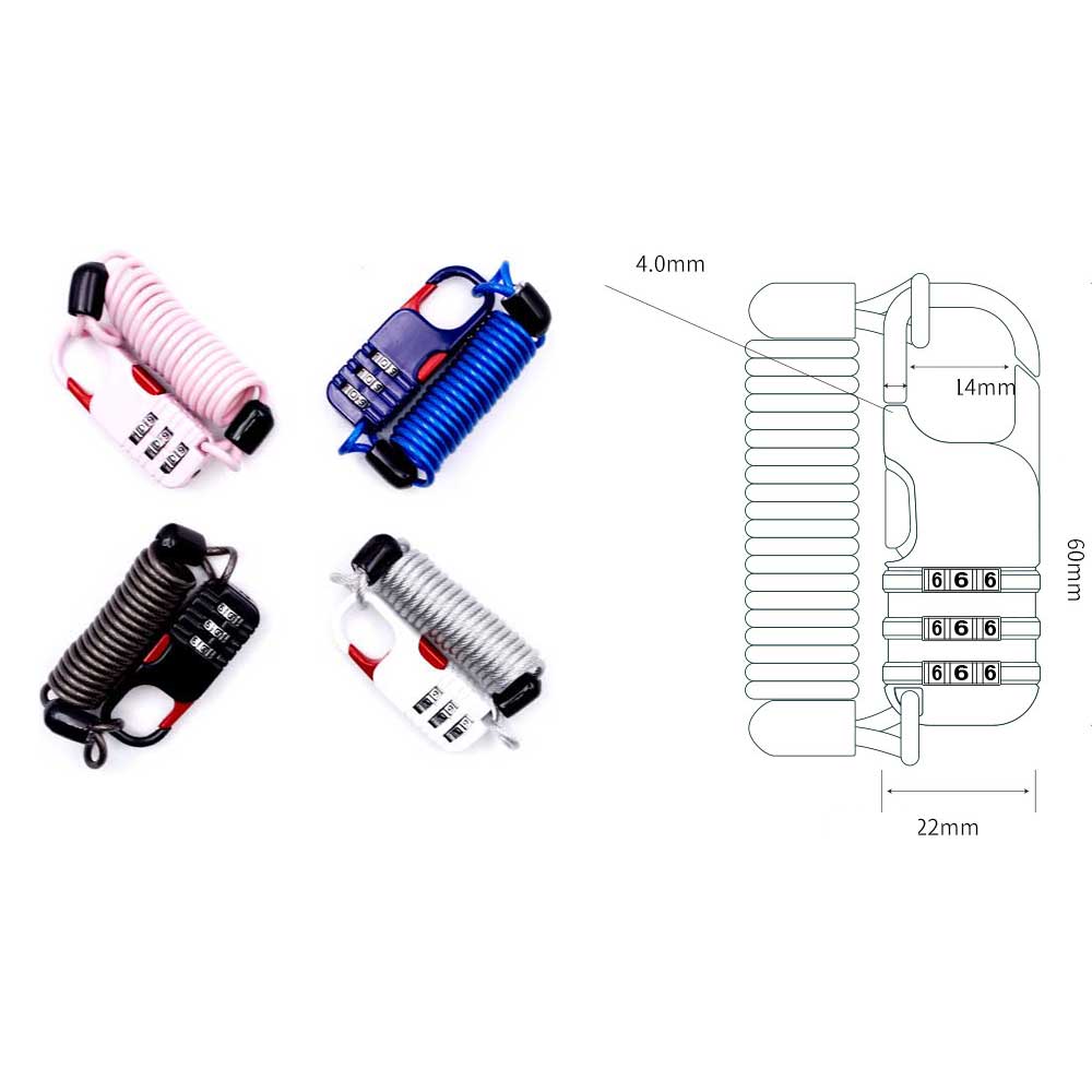 WEST BIKING Bicycle Lock Anti-theft Mini Helmet Lock Motorcycle Cycling Scooter 3 Digit Combination Password Safety Cable Lock