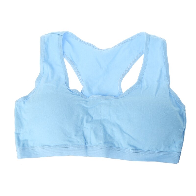 Sujetadores de pubertad de entrenamiento pequeños inalámbricos de algodón para chicas chico ropa interior para deporte: Azul cielo
