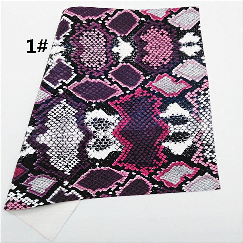 1PC 21X29CM Python Faux Leather Fabric, Synthetic Leather Fabric Leather Sheets For Making Bows LEOsyntheticoDIY T257A: 1