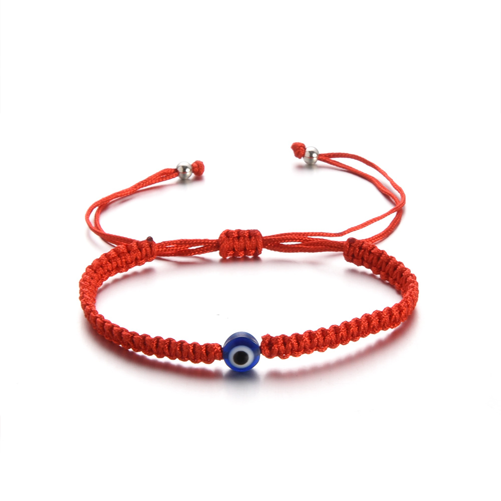 Pulsera de hilo rojo de la suerte para pareja, amuleto de buena suerte para cuerda de éxito, pulsera trenzada de ojos malvados, de joyería hecho a mano, 2-12 Uds.: Blanco / Estampado en caliente
