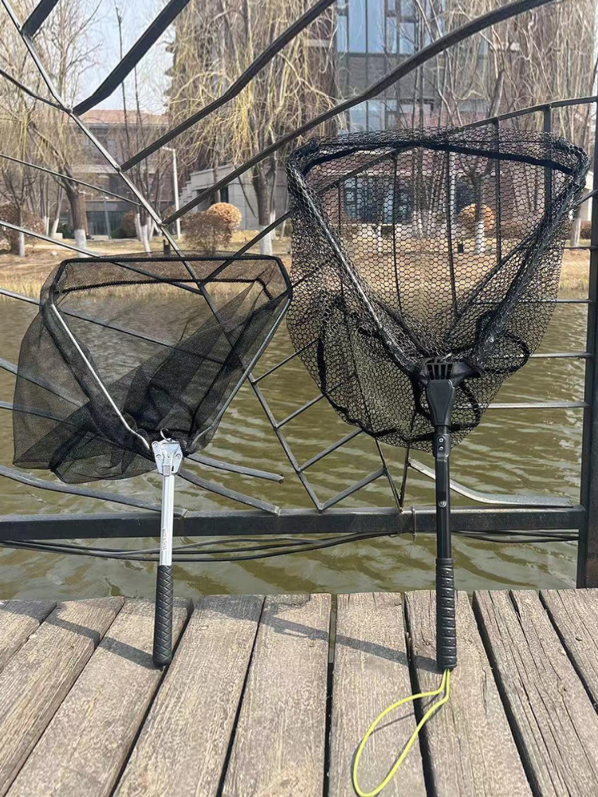 Red de pesca de aterrizaje, red de pesca flotante plegable, Dipnet portátil ultraligero de aleación de aluminio para engranajes de peces de agua dulce y salada