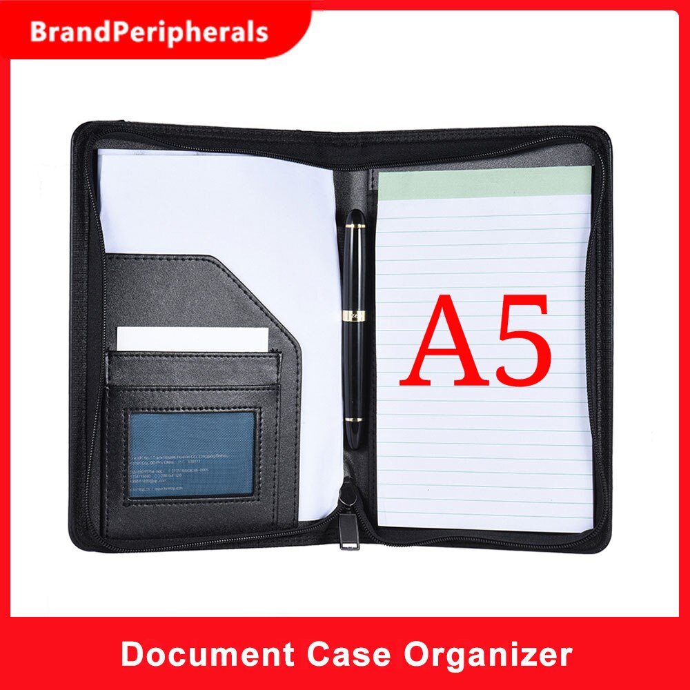 Portefeuille Portable, classeur A5 en cuir PU avec bloc-notes d&#39;affaires