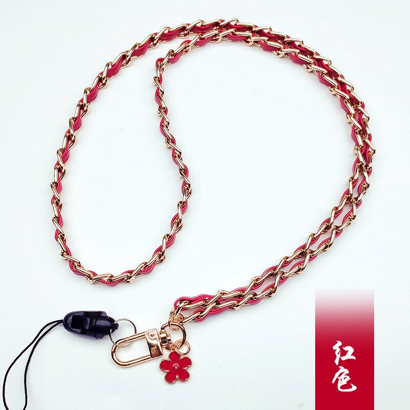 Kedja bär läder mobil rem läder metall lanyard multifunktionell hängande hals hänge lanyard nyckel kedja rep: 3