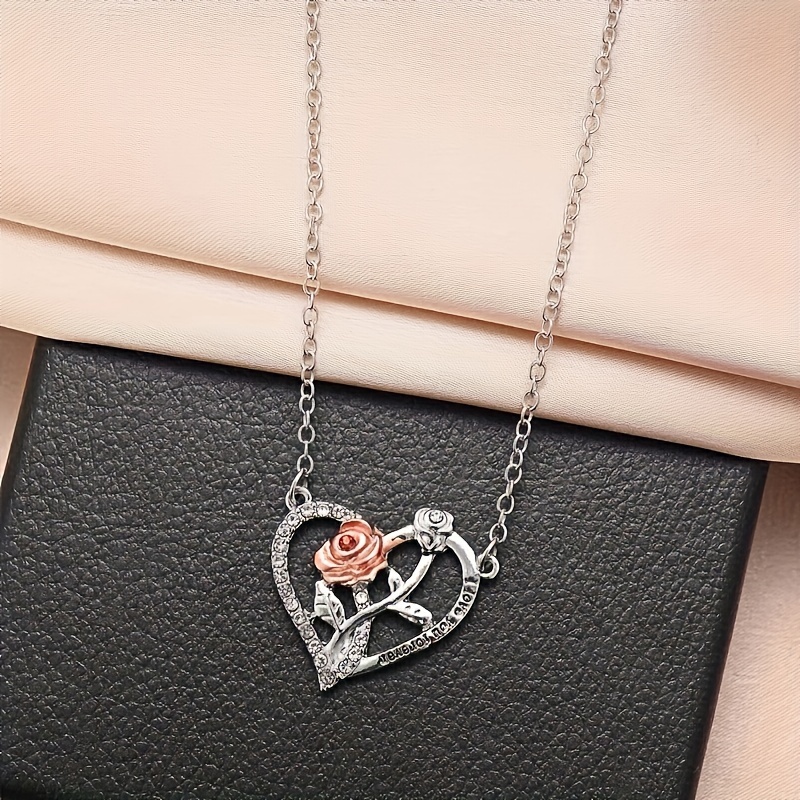 Te amo para siempre colgante collar con caja de rosa para novia madre cumpleaños romántico 2024 Nueva joyería de