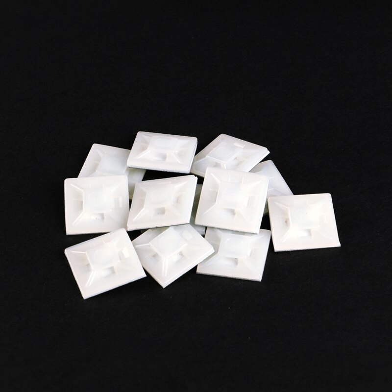 50 PCS/Pack Self Adhesive Cable Base Mounts White Cable Wire Zip Tie Mounts Bases Wall Holder Wiring Accessories