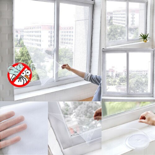 Window Insect Screen LARGE Mosquito Wasp Fly Bug Door White Mesh Net Self Grip Window Screens