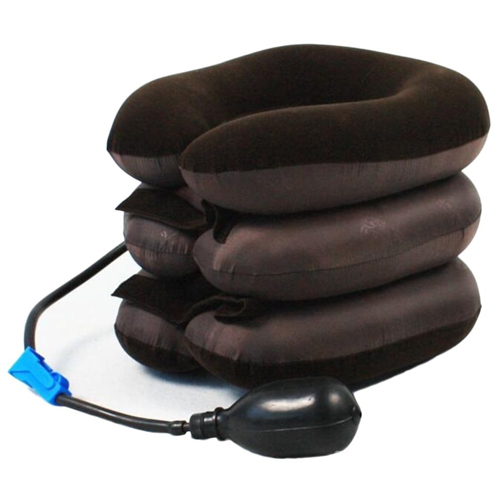 U-vorm Massage Kussen Reizen Vliegtuig Air Opblaasbare Nek Kussens Auto Head Rest Luchtkussen Sleep Thuis Textiel Voor: Semi-matte Brown