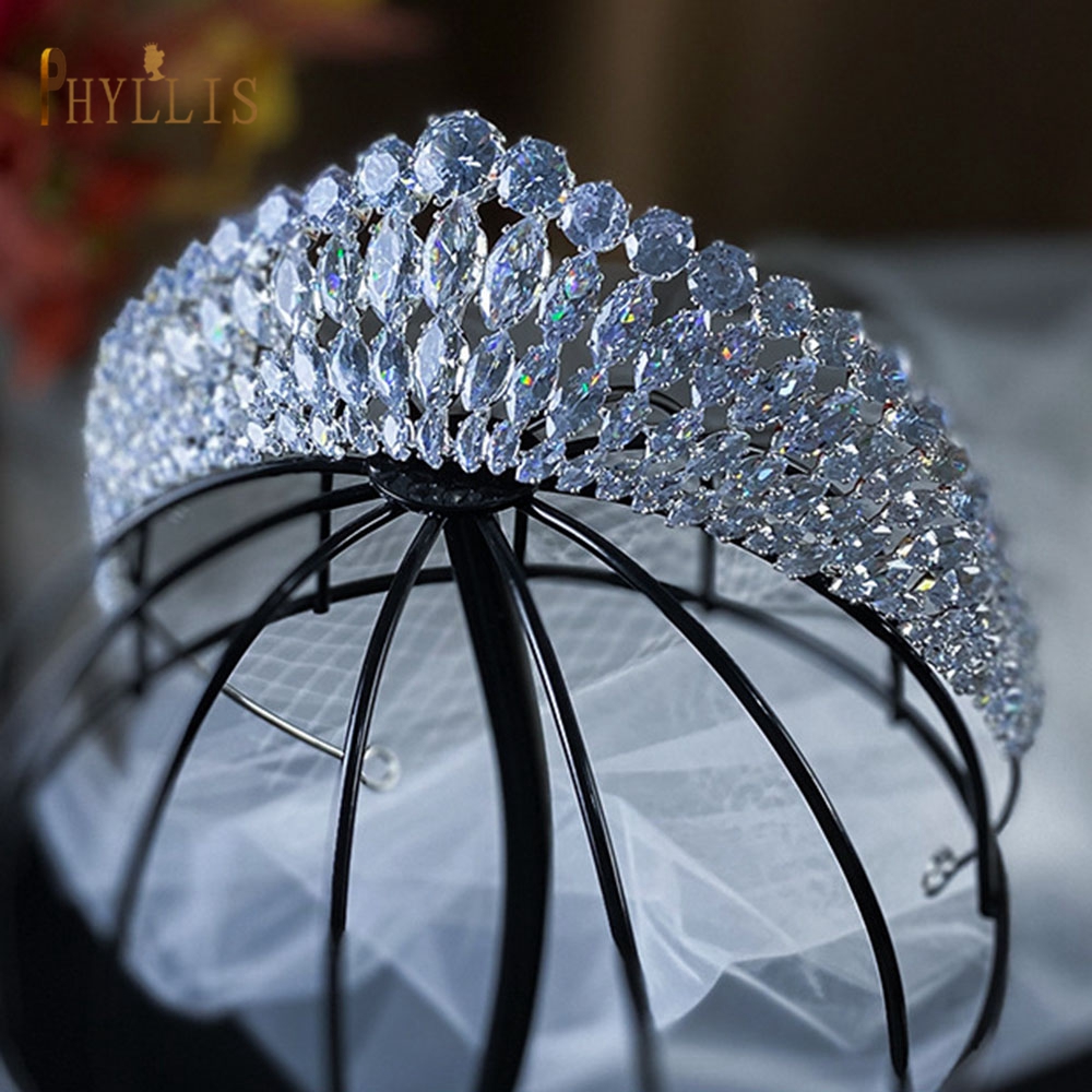A366 Zirconia Princess Wedding Bridal Tiaras and Crowns Pageant Hair Jewelry Party Headpieces for Women Birthday Crown Headdress