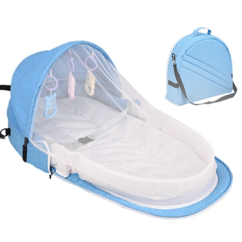 Foldable Portable Bassinet Breathable Mosquito Net Travel Sun Protection Infant Sleeping Basket With Toys