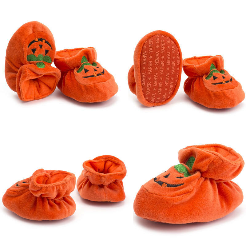 Nyfødte baby sko halloween græskar toddler baby dreng pige blød sål krybbe sko efterår vinter varme afslappede sko 0-18 måneder
