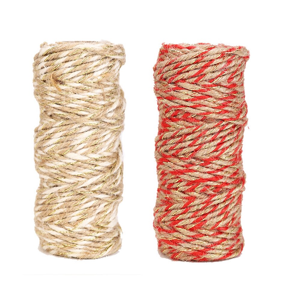 Cinta de arpillera de Yute Natural de 3mm y 25M, lazo artesanal de , cuerda de macramé, hilo para coser, decoración de boda, en casa