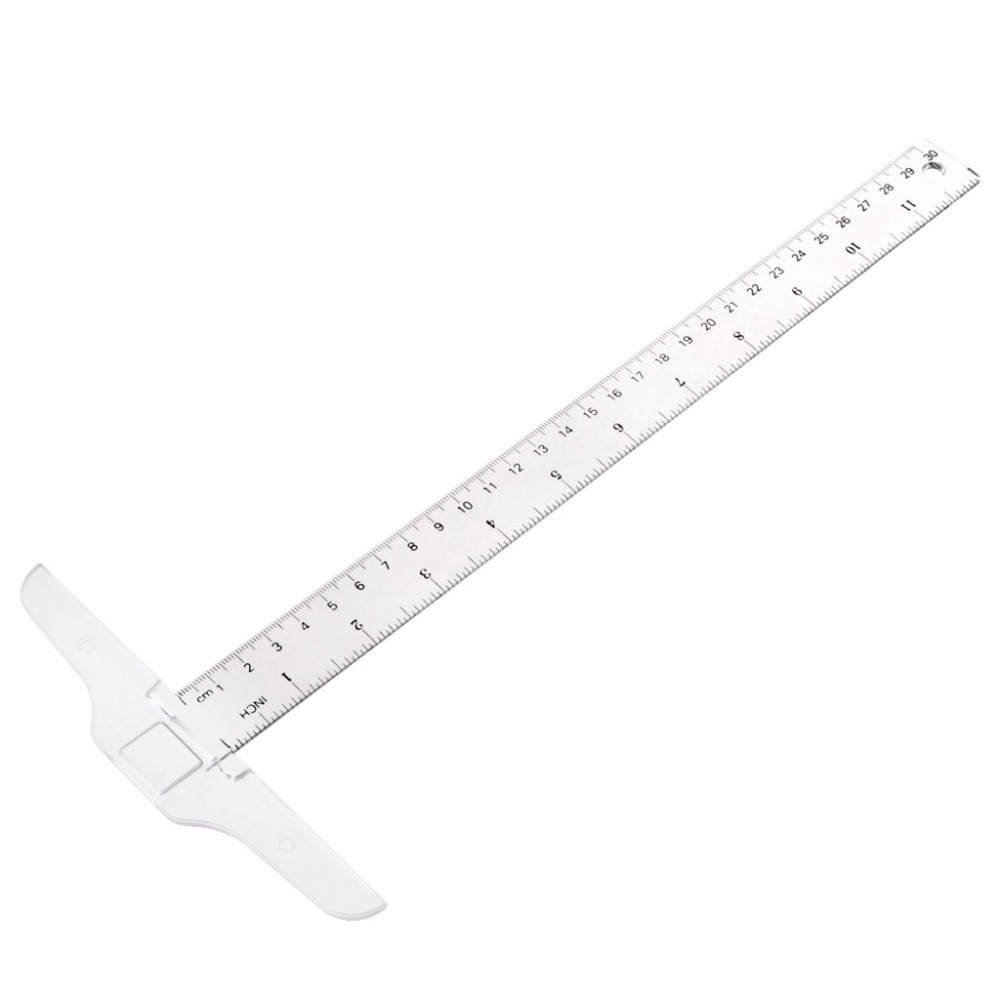 30cm/12" Plastic T-Square Metric Ruler cm/inch Double Side Scale Measuring Tool