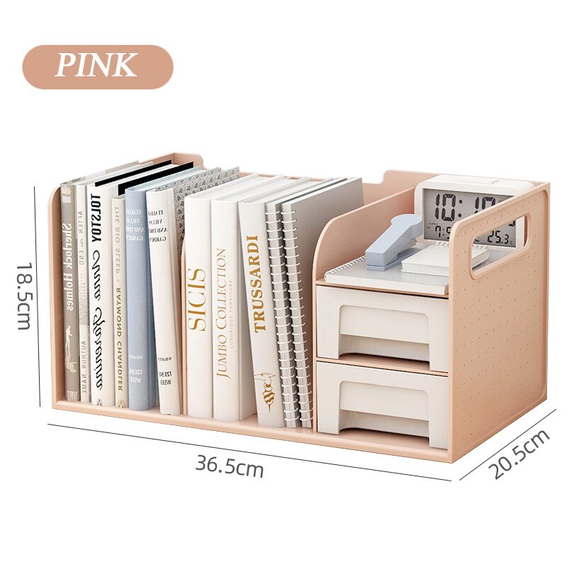 PP Multifunction A4 Document Trays File Papepr Letter Holder With Drawer Stationery Storage Desk Organizer Office Accessories: Pink