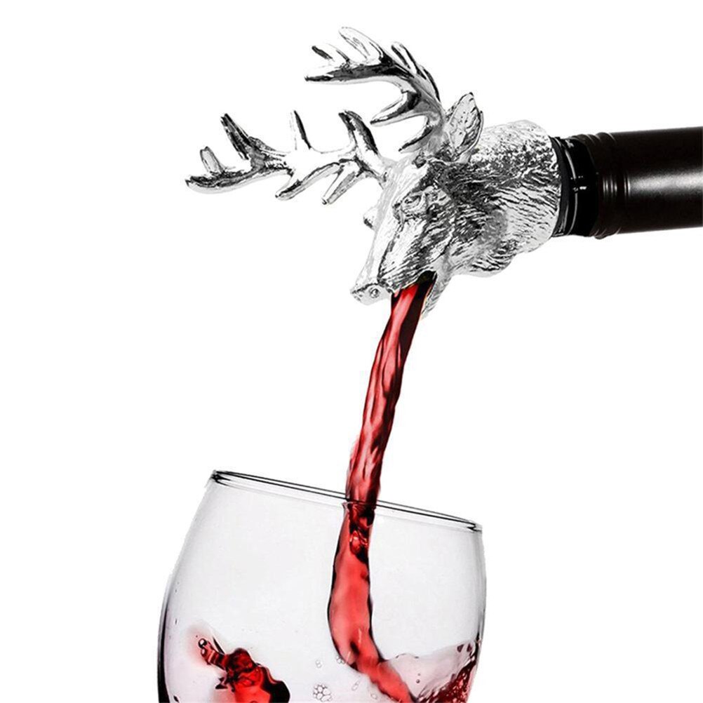 1 Pc Zinklegering Herten Hoofd Rode Wijn Schenker Beluchter Fles Accessoire Stopper Wijn Server Wijn Gereedschap Bar gereedschap