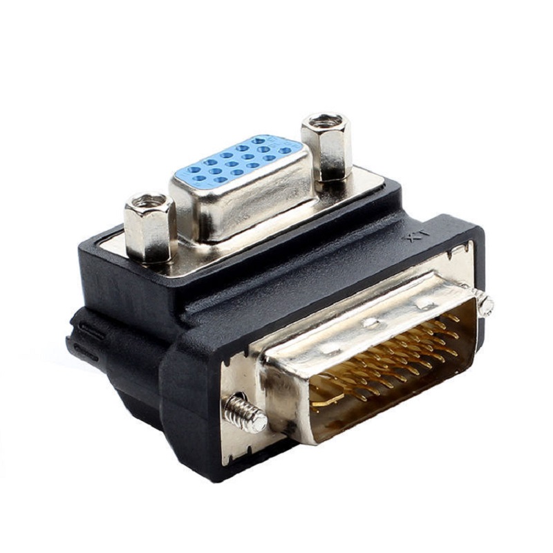 DVI-I 24+5 Male to VGA 15 Pin Fema 90 degree Right Angle Convertor Adapter 15 Pin VGA Socket to DVI Male Plug