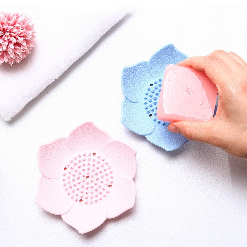 Porte-savon en Silicone en forme de Lotus, plateau de vidange de savon, porte-savon en forme de fleur, salle de bain, rangement de savon, vaisselle de cuisine, outils portables