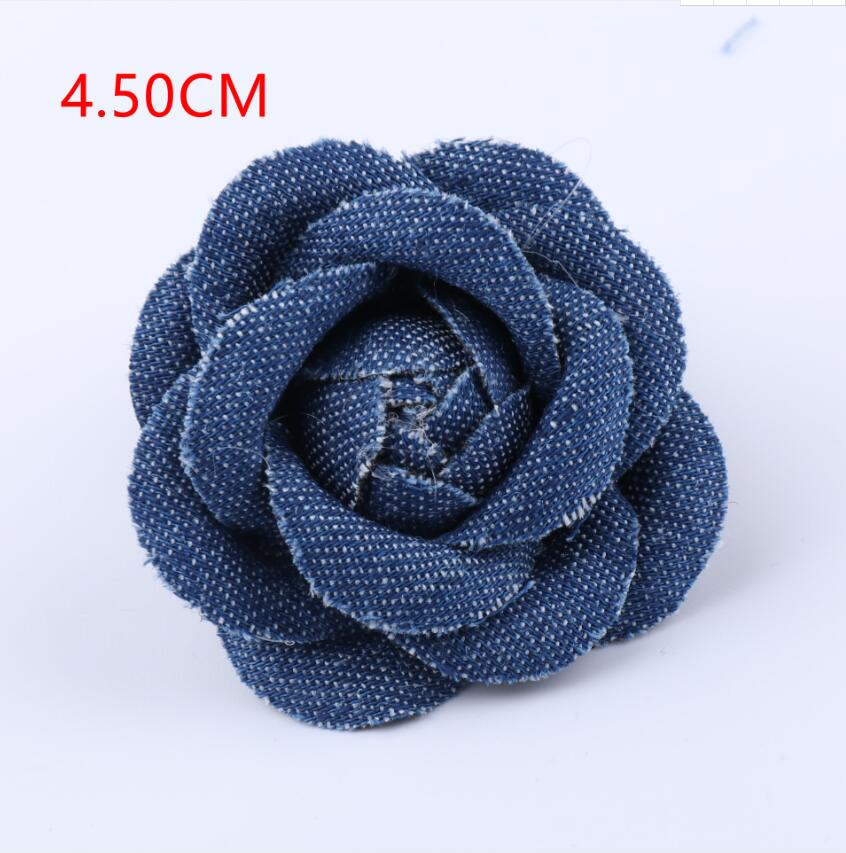 100 Uds hecho a mano accesorios para el cabello de francy Rosa flor-denim flor para el cabello de tela-jeans flores de decoración flor: Rosa