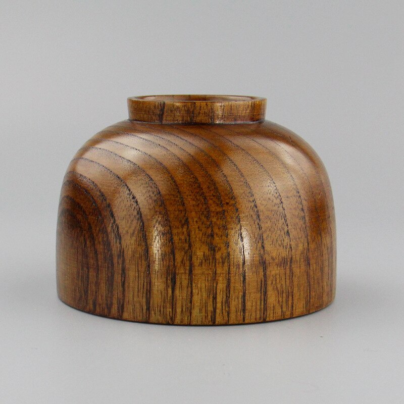 Bol en bois japonais rayure en bois massif protection de l'environnement peinture créative ménage vaisselle bol à soupe 11.5CM