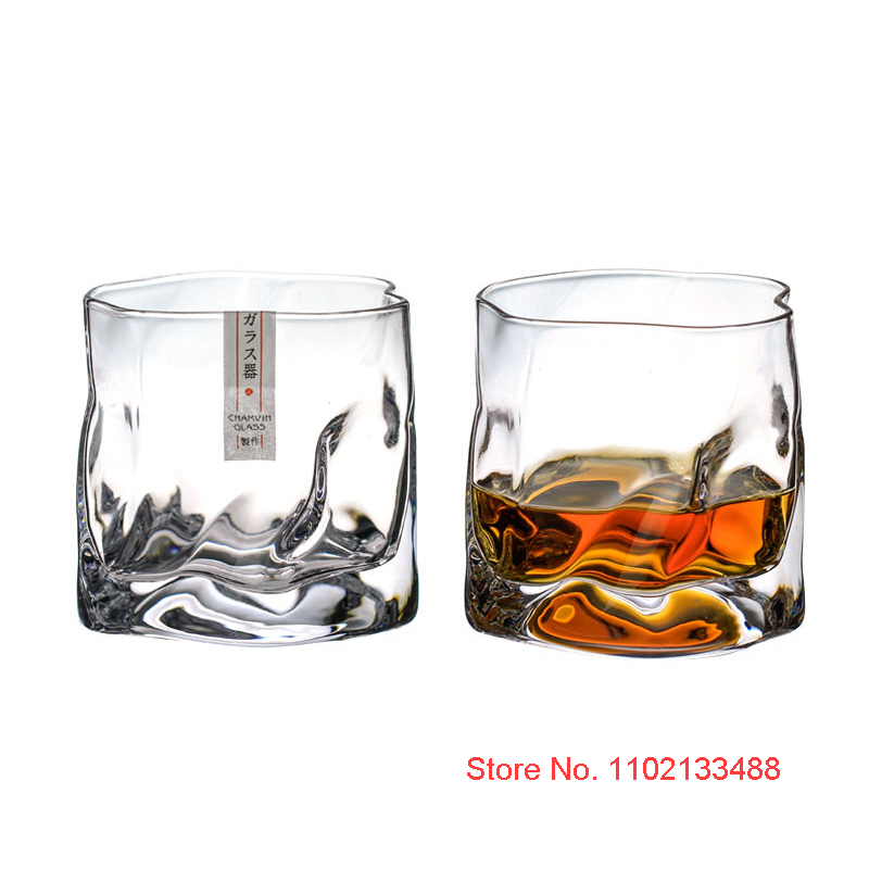 Old Japanese Edo Chamvin Crumple Whiskey Glass Irregular Faceted Der Whiskybecher Crystal Artwork Wine Cup Whisky Tumbler