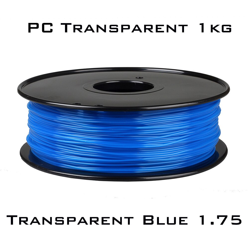 3DSWAY PC 1,75mm Filament 1kg Polycarbonat Zähigkeit Verbrauchs Schwarz Weiß transparent Material für 3D Drucker Multi-farben: PC TransparentBlue