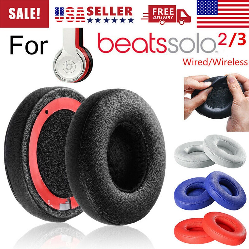 Proteinlæder memory foam ørepuder erstatning for beats solo 2/3 hovedtelefon ørepude bluetooth type kablet/bluetooth version