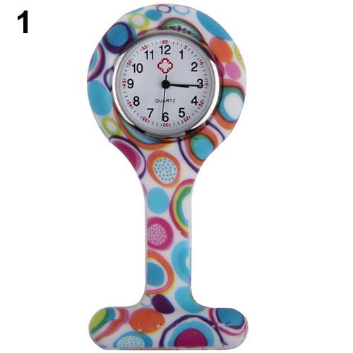 Reloj de bolsillo para mujeres y enfermeras, broche de silicona estampado a la para enfermeras, Túnica, reloj de bolsillo con cadena, esfera de acero inoxidable de cuarzo: 1