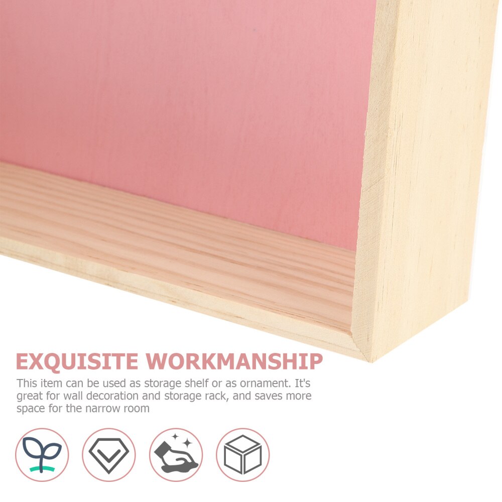 3pcs Wall Mount Household Storage Rack House Shape Wooden Display Shelf