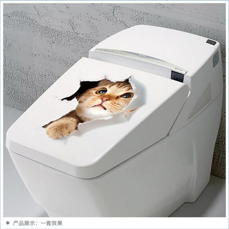1Pcs 3D Leuke Katten Decoratieve Stickers Op De Muur Pvc Dier Decor Toiletbril Badkamer Koelkast Deur