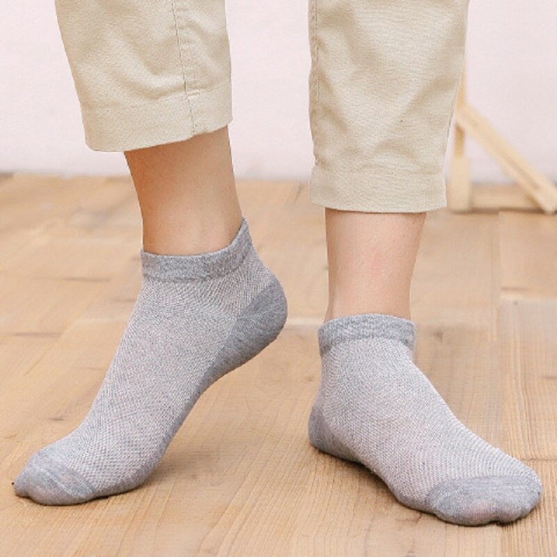 20 stuks = 10 paar effen mesh herensokken onzichtbare enkelsokken heren zomer ademende dunne herenbootsokken