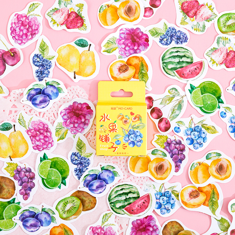 46 Pcs Fresh Fruits Paper Stickers Kawaii Paper St... – Grandado