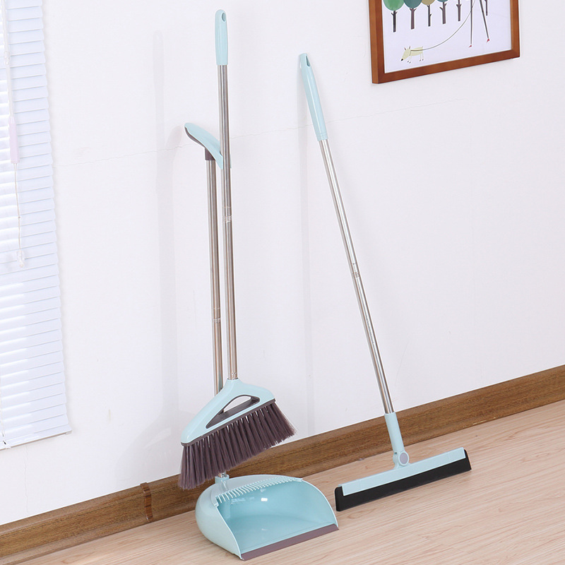 Foldable Household Cleaning Tools Stainless Steel PP Plastic Broom Combination Soft Hair Clean and Dustless Broom Dustpan Suit