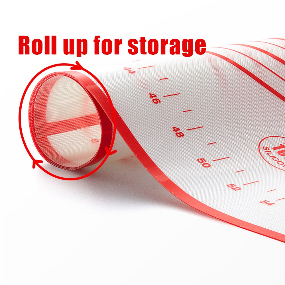 Siliconen bakmat met schaalverdeling, deegrolmat, kneedmat, antiaanbaklaag voor gebak, ovenvoering, bakvorm, bloemrolmat