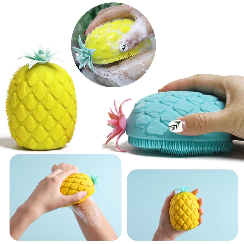 1 stk dejlige ananas bad krop børste skrubber super blød eksfolierende spa krop ren børste fodbørste silikone baby shower