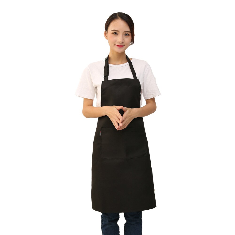 Ajustable cuello colgante raya patchwork restaurante chef trabajo de Cocina Barbacoa familiar delantal de cocina camarero salón de belleza delantal: Black 