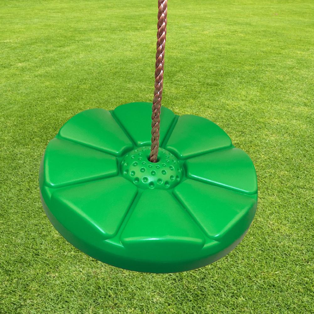 Boom Disc Swing Ronde Zetel Schommel Voor Kinderen Met Verstelbare Touw Karabijnhaak Groen Lotusblad Bloemblaadjes Vorm Outdoor Indoor Klimmen S