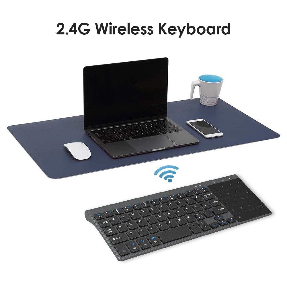 Wireless Keyboard Mini Bluetooth Keyboard 2.4GHz Wireless Keyboard with Touch Numeric Pad 59 Keys Ultrathin PC Keyboard
