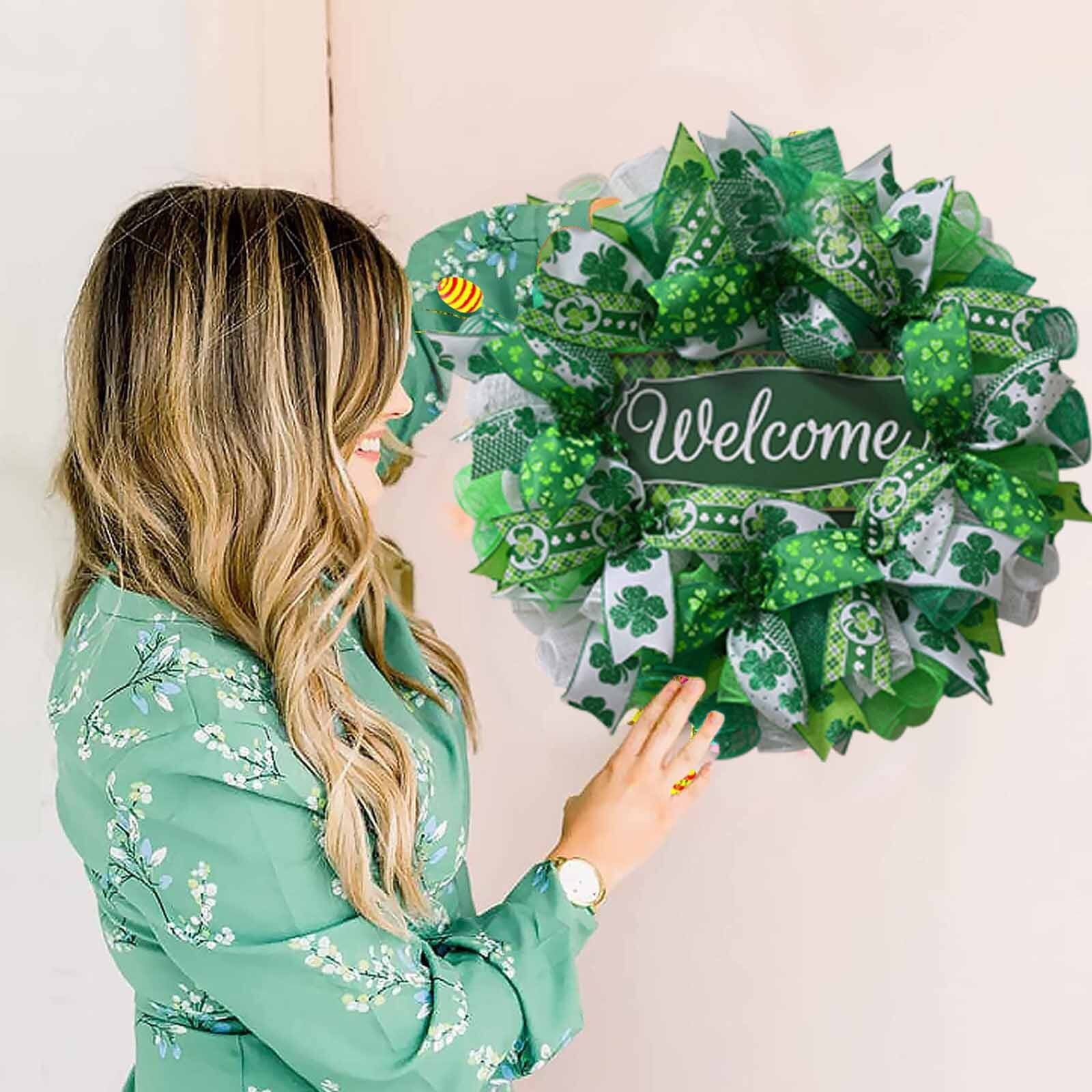 F # św. Patryk dzień krasnoludek wianek koniczyny krasnoludek wstążka bardzo pogoda dekoracja wielkanocna dekoracja domu św. Patryk