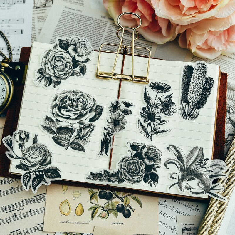 Black Flower Stickers for Scrapbooking DIY Projects/Photo Album/Card Making Crafts