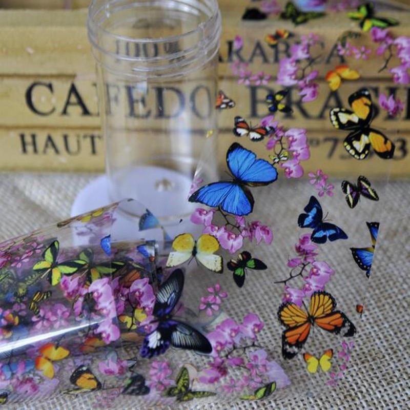 1 fles Nail Art Transfer Folies Nail Sticker Tip Decal Decoratie DIY Butterfly Plum Bloem Manicure Gereedschap
