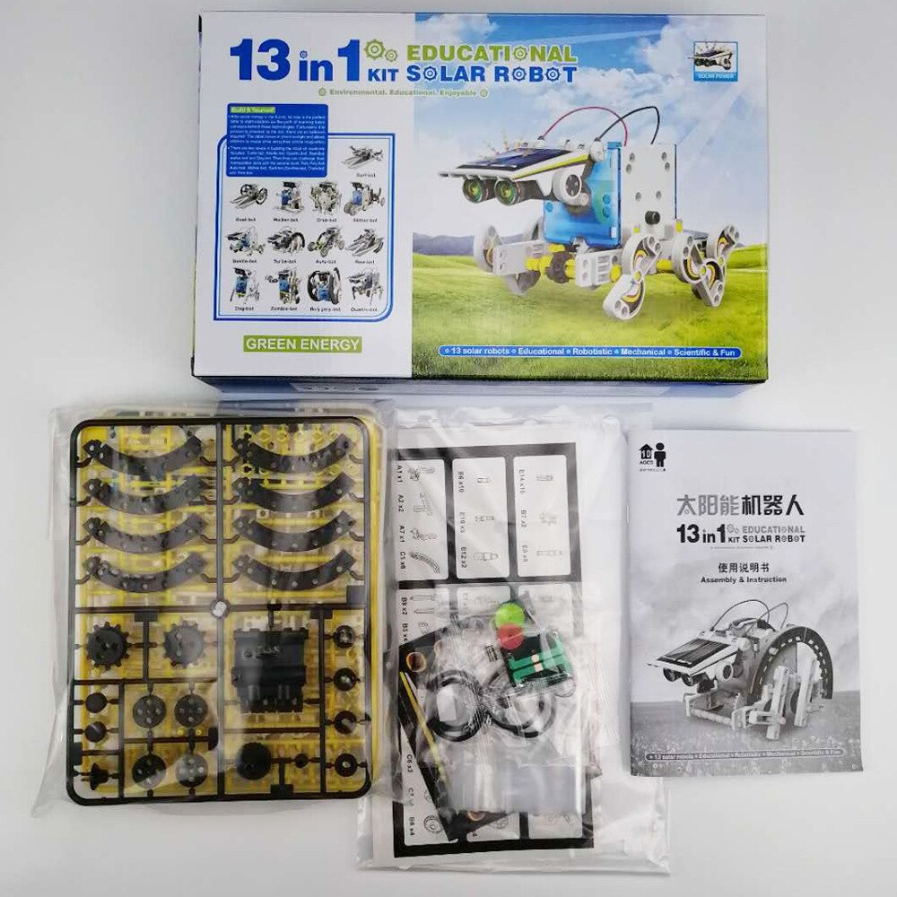 13 In 1 Solar Powers Robot Diy Kit Speelgoed Educatief Wetenschap Experiment Technologie Speelgoed Voor Jongens En Meisjes Gratis Sticker stem Speelgoed