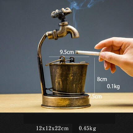 Jahrgang Eisen Ebene Aschenbecher Hause Wasserhahn bilden retro Bar Tisch Dekor Büro Dekorationen Rauchen Zubehör Für Wohnzimmer: Wasserhahn  B