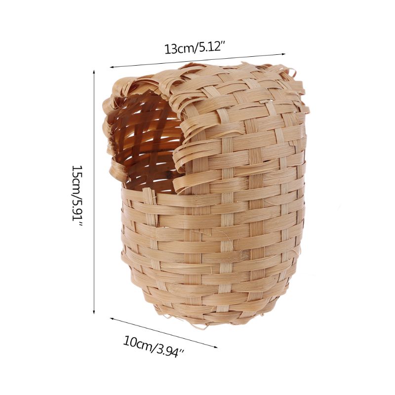 Casa de pássaro de bambu natural, feito à mão, gaiola de brinquedo, abrigo, cabana ao ar livre s18 19, dropship: C