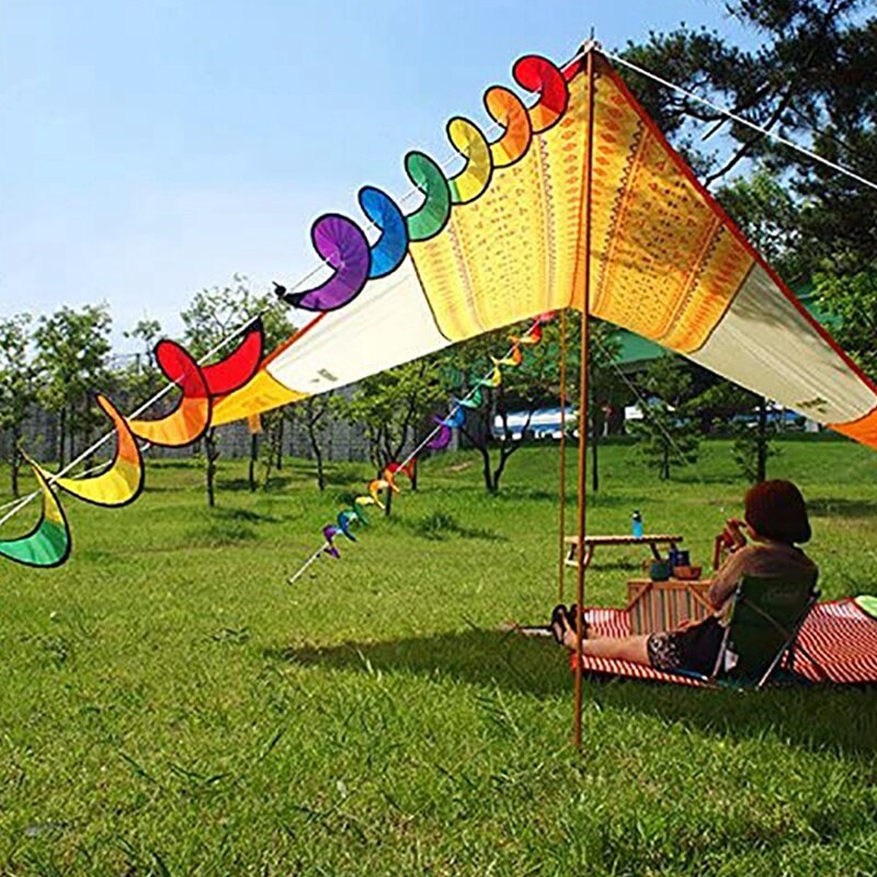 145cm tienda arcoíris Arco Iris espiral Curlie Tail Windmill colorido viento carpa giratoria decoración del jardín