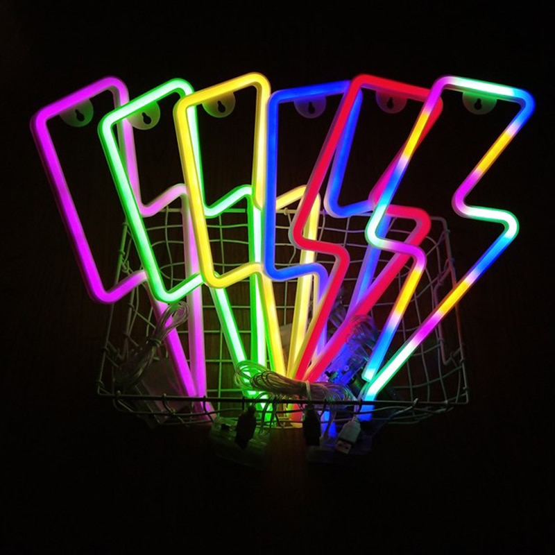 Led Thuis Neon Lightning Vormige Teken Neon Gradiënt Licht Usb Decoratieve Licht Kerstcadeau Voor Kinderen Babykamer Wedding Party