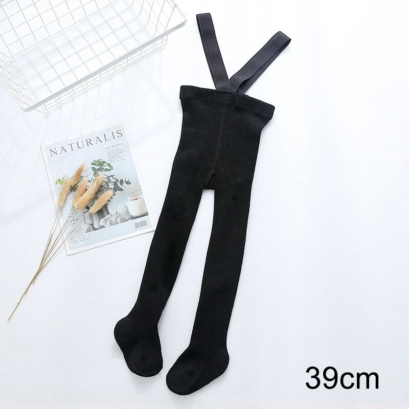 1Pcs Gekamd Katoen Ademend Pure Kleur Baby Panty Cross Riem Leggings Hoge Taille Pasgeboren Broek Voor Baby Meisje 39cm: black