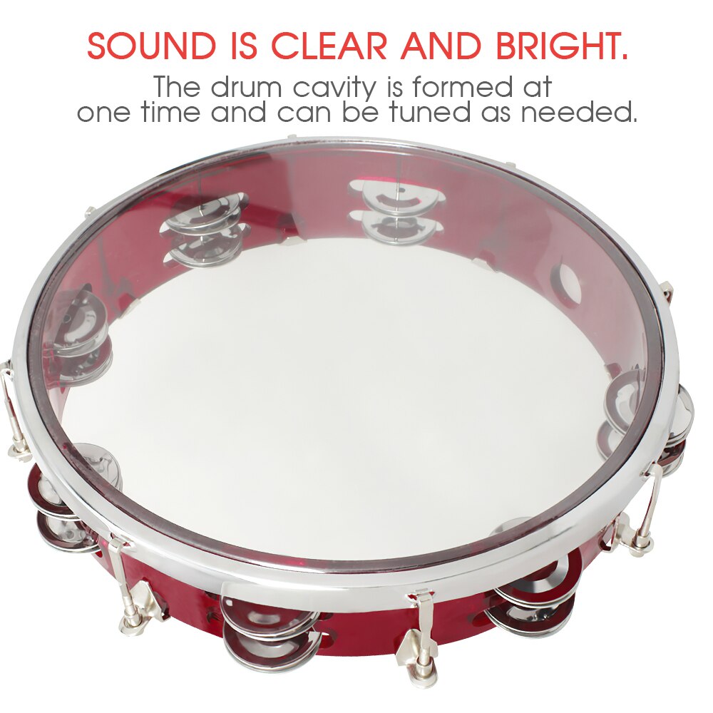 10 Inch Handheld Tamboerijn Dubbele Rij Tamboerijn Drum Set Self-Tuning Slaginstrument Musical Educatief Speelgoed Instrument