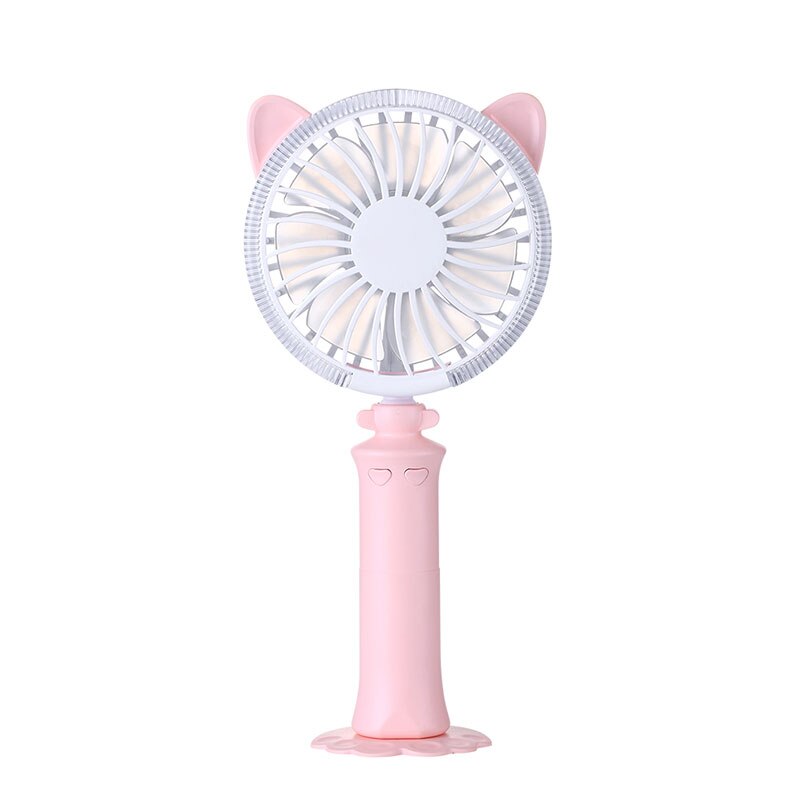 Ventilador de refrigeración de verano, miniventilador portátil con USB, eléctrico, con luz LED, para casa, oficina, estudiante, de seguidor: Pink