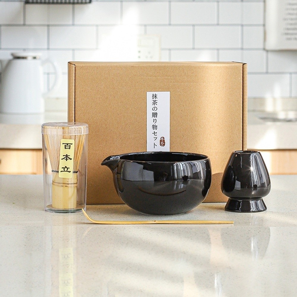 Tea Sticks Japanese Matcha Tea Set Match Bowl Tea-Making Tools Matcha Brush Bamboo Ceramic Matcha Spoon Matcha Whisk Set: WHITE