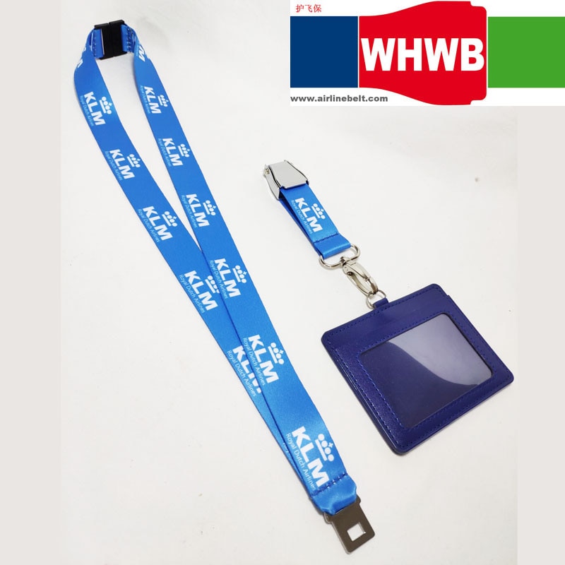 KLM Koninklijke Nederlandse Airlines-Koninklijke Luchtvaart lanyard ID badge card case houder pilot flight crew bedrijf kantoor telefoon bandjes